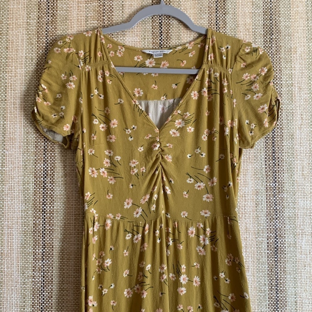 American Eagle Yellow Dress XS Floral Design Women’s Clothing Casual Summer - Picture 2 of 4